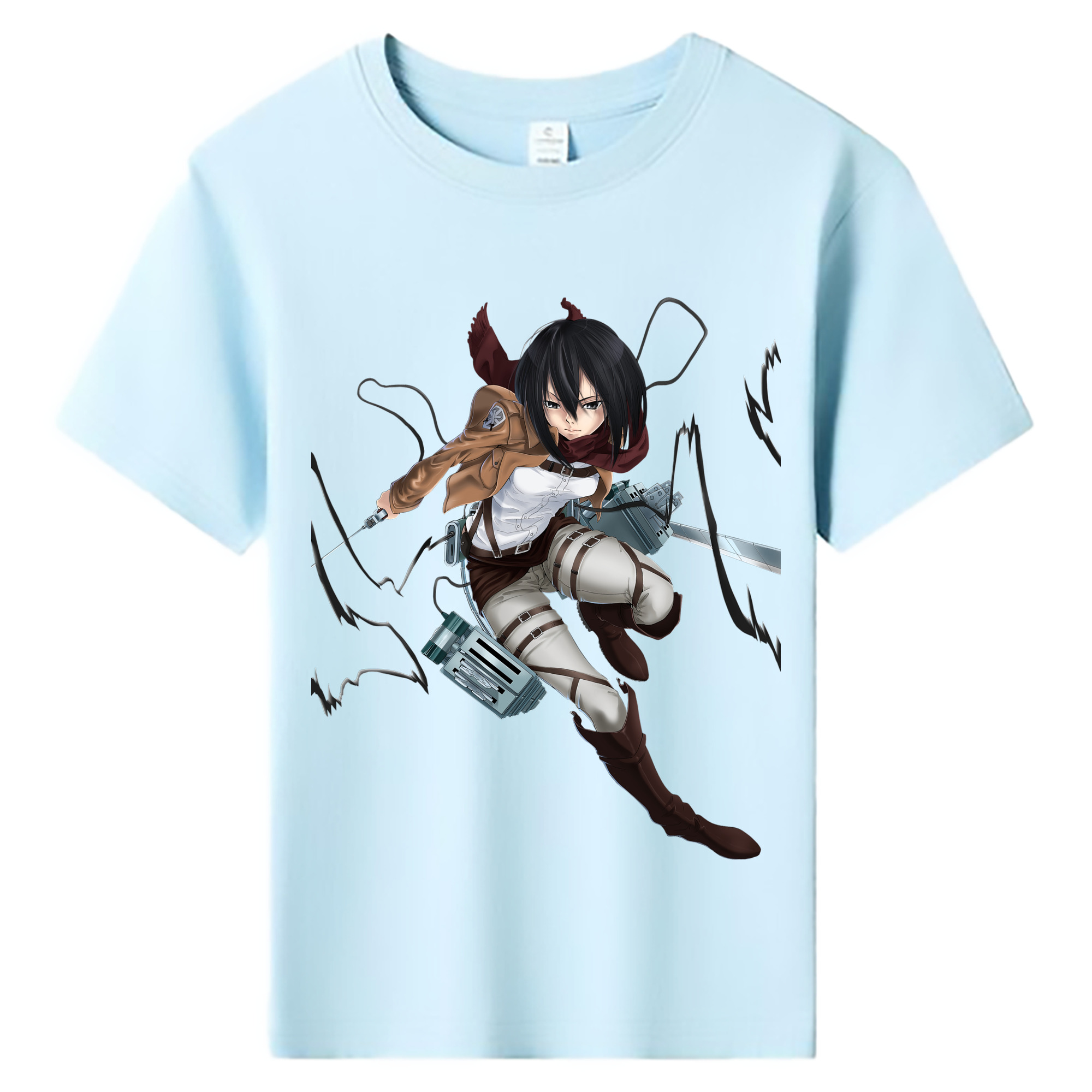 （画像用） 進撃の巨人 ミカサ·アッカーマン Attack on Titan Mikasa Ackerman 綿100％キッズTシャツ（フロントプリント）
